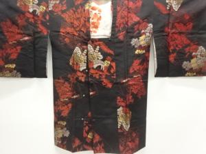 大正ロマン　破れ色紙に風景模様織出し道行コート